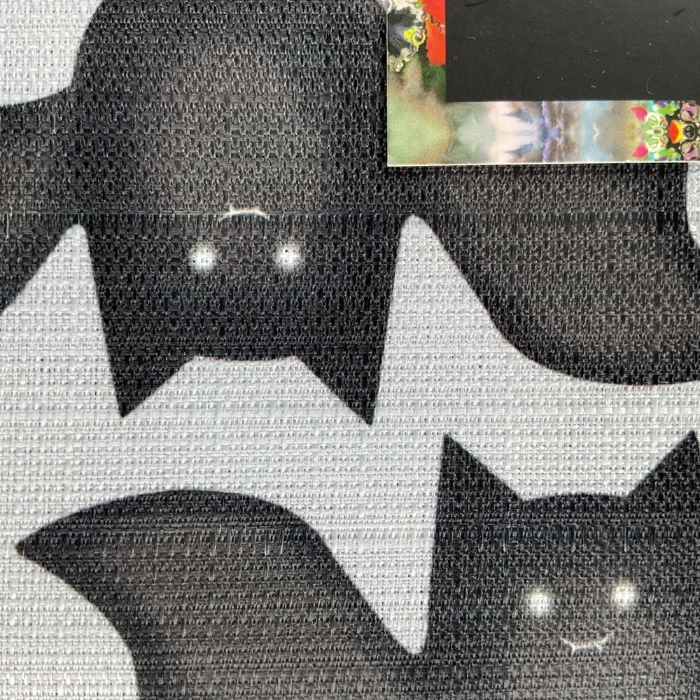 Cynthia Rowley Curious Bat Attack Halloween Tablecloth Oblong 60x104 Black Gray